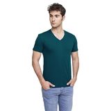 FSM1453 ERKEK KISA KOLLU ATLET PAMUKLU V-YAKA KLASİK RENKLİ T-SHİRT - 422-1 (S, Teal)