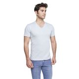 FSM1453 ERKEK KISA KOLLU ATLET PAMUKLU V-YAKA KLASİK RENKLİ T-SHİRT - 422-1 (S, Yeni Gri)