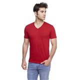 FSM1453 ERKEK KISA KOLLU ATLET PAMUKLU V-YAKA KLASİK RENKLİ T-SHİRT - 422-1 (XS, Bordo)