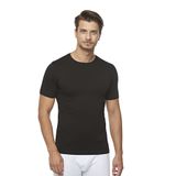 FSM1453 Erkek Pamuklu Sıfır Yaka Kısa Kollu Atlet Likralı T-shirt - 1030-1 (S, SİYAH)