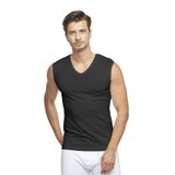 FSM1453 Erkek Pamuklu V-yaka Üst Kolsuz Atlet Likralı T-shirt - 1015-1 (S, SİYAH)