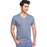 Fsm1453 Erkek V Yaka T-Shirt - L - Koyu Gri