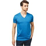 Fsm1453 Erkek V Yaka T-Shirt - L - Koyu Mavi