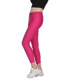 FSM1453 KADIN PARLAK BİLEK BOY ORTA YÜKSEK BEL SLİM FİT RENKLİ SPORCU TAYT - 4892-1 (M, Fuşya)