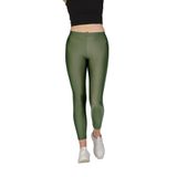 FSM1453 KADIN PARLAK BİLEK BOY ORTA YÜKSEK BEL SLİM FİT RENKLİ SPORCU TAYT - 4892-1 (S, Olive Branch)
