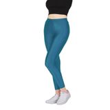 FSM1453 KADIN PARLAK BİLEK BOY ORTA YÜKSEK BEL SLİM FİT RENKLİ SPORCU TAYT - 4892-1 (S, Teal)