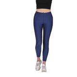 FSM1453 KADIN PARLAK BİLEK BOY ORTA YÜKSEK BEL SLİM FİT RENKLİ SPORCU TAYT - 4892-1 (XL, Açık Lacivert)