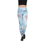 FSM1453 KIZ ÇOCUK JEAN KOT BASKILI ÇİÇEK DESENLİ LİKRALI TAYT -8050-1 (7-8 YAŞ, ICE BLUE)