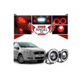 FSSHOP Fiat Linea Uyumlu Universal Mercekli Led Angel Sis Farı, 76mm Kırmızı Renk