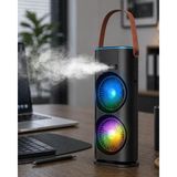 Fta Ticaret Çift Başlıklı Taşınabilir Fan Rgb Işıklı Sprey Nemlendiricili Masaüstü Serin - Siyah