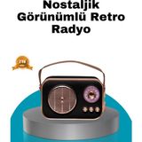 Fta Ticaret Retro Tarz Kablosuz Radyo – Bluetooth, USB ve Tf Kart Girişli - Ahşap