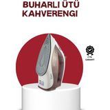 Fta Ticaret Seramik Tabanlı Buharlı Ütü 2200W Dikey Ütüleme 300ML Kahverengi