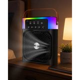 Fta Ticaret USB Şarjlı Masaüstü Sprey Fan Taşınabilir Serinletici Rgb Işıklı Mini Klima - Siyah