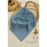 Ftbabycollection %100 Pamuk 4 Katlı Müslin Bebek Battaniyesi İndigo Mavi Oeko-Tex Sertifikalı Müslin Örtü 100x110 cm - 100 x 110 cm