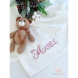 Ftbabycollection %100 Pamuk 4 Katlı Müslin Kişiselleştirilebilir Isim Nakışlı Bebek BATTANIYESI 100X110 CM - 100 x 110 cm