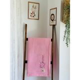 Ftbabycollection Çift Taraflı Kişiye Özel Isim Nakışlı Waffle Pike & Müslin Bebek Battaniyesi 90X100 CM Kalp - 90 x 100 cm