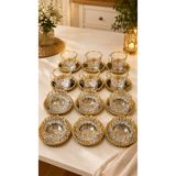 FTH DİZAYN İkram seti Golden style 6 kişilik 24 parça gümüş e gold