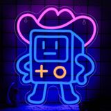 FTMGGDG Oyun Neon Tabela Duvar Dekoru için Kovboy Oyun Konsolu Şekilli LED Neon Işık Oyun Odası Kovboy Robot İşareti Çocuk Odası, Parti, Doğum Günü Noel Hediyeleri, Erkek Çocuk, Boyut 13,8 x 11,4 inç