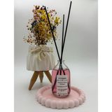 Ftrk Store Japon Kiraz Çiçeği Kokulu Oda Kokusu Pembe Renkli Cam Kavanoz Soya Mum ve Zarif Tepsi