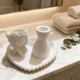 Ftrk Store Vanilya Kokulu Dekoratif Heykel Mum Seti – Bebek & Elbise Formu - Beyaz