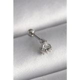 Ftt 316L Çelik Gümüş Renk Üçgen Zirkon Taşlı Tragus Piercing