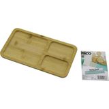 Ftt Dikdörtgen 3 Bölmeli=2+1 Ahşap Bambu Servis Sunum Tepsi - Tahtası 24.8 X 13.8 X 1.4cm