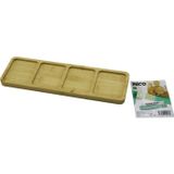 Ftt Dikdörtgen 4 Bölmeli Ahşap Bambu Servis Sunum Tepsi - Tahtası Mini Tepsi 33 X 10 X 1.4cm