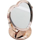 Ftt Kalp Model 7 İnç= Çap:17.5cm Makyaj Aynası Çift Taraflı Bronz - Gümüş Pls.çerçeve Sabit Ayak