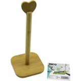 Ftt Kare Altlık=12x12cm Ahşap Bambu Kağıt Havluluk Kalp Başlı Sap=28.5cm