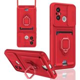 Ftt Xiaomi Redmi 12C Kılıf Zuma Kartvizitli Yüzüklü Silikon - Kırmızı