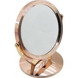 Ftt Yuvarlak 7 İnç= Çap:17.5cm Makyaj Aynası Çift Taraflı Bronz - Gümüş Pls.çerçeve Sabit Ayak