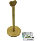 Ftt Yuvarlak Altlık - Çap=12cm Ahşap Bambu Kağıt Havluluk Kalp Başlı Sap=28.5cm