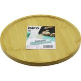 Ftt Yuvarlak=24.5cm Ayaklı=4cm Kenarlı Yüzey Ahşap Bambu Sunum Tepsisi - Mini Sofra