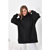 Ftz Women 10000 Siyah 3 İp Şardonlu Kapüşonlu Kadın Sweatshirt