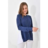 Ftz Women 20526 İndigo Poplin Kumaş Detaylı Kadın Hırka