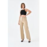 Ftz Women Beige 30634 Kadın Deri Pantolon