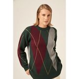Ftz Women Kadın Baklava Desenli Kazak Zümrüt 25094 - 42 - 44