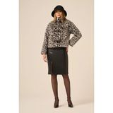 Ftz Women Kadın Leopar Kısa Kaban Siyah 31274 - 38