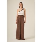 FTZ WOMEN Kadın Şifon Pliseli Pantolon Vizon 30700
