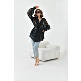 Ftz Women Siyah 30738 Kadın Desenli Organze Kap