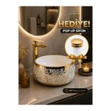 Fualora Banyo Seramik Çanak Lavabo 40*40*15.5 cm Pop Up Hediyeli YYM-HSR-004
