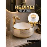 FUALORA Banyo Seramik Çanak Lavabo 40*40*15.5 cm Pop Up Hediyeli
