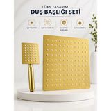 FUALORA Gold Tepe Duş Başlığı ve El Duşu Paslanmaz Çelik