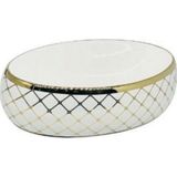 Fualora Oval Gold Geometri Desenli Tezgah Üstü Seramik Çanak Lavabo