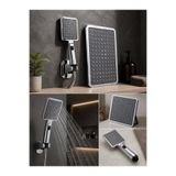 Fualora Premium Tepe Duş Başlığı ve El Duşu Gümüş Duş Sistemi YYM-TE-003