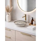 FUALORA Seramik Çini Desenli Çanak Lavabo Batarya Deliksiz 39.5*39.5*12.5cm - Çok Renkli