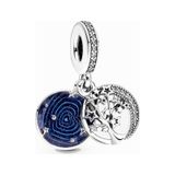 Fubena 925 Ayar Gümüş Mavi Gökyüzü Yıldızlar Sallantılı Charm