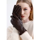 fubileather Kadın Kahverengi Hakiki Deri Eldiven