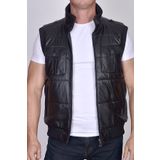 fubileather Trikolu Şişme Erkek Deri Yelek - Hakiki Kuzu Derisi