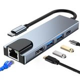 Fuchsia 5in1 Dönüştürücü Hub112 TYPE-C,HDMI,USB3.0,USB2.0,RJ45,PD